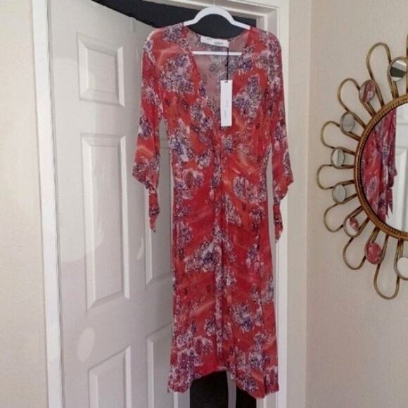 IRO Paris GRAMY Dress Printed Midi Dress M NWT Boho - Picture 2 of 11